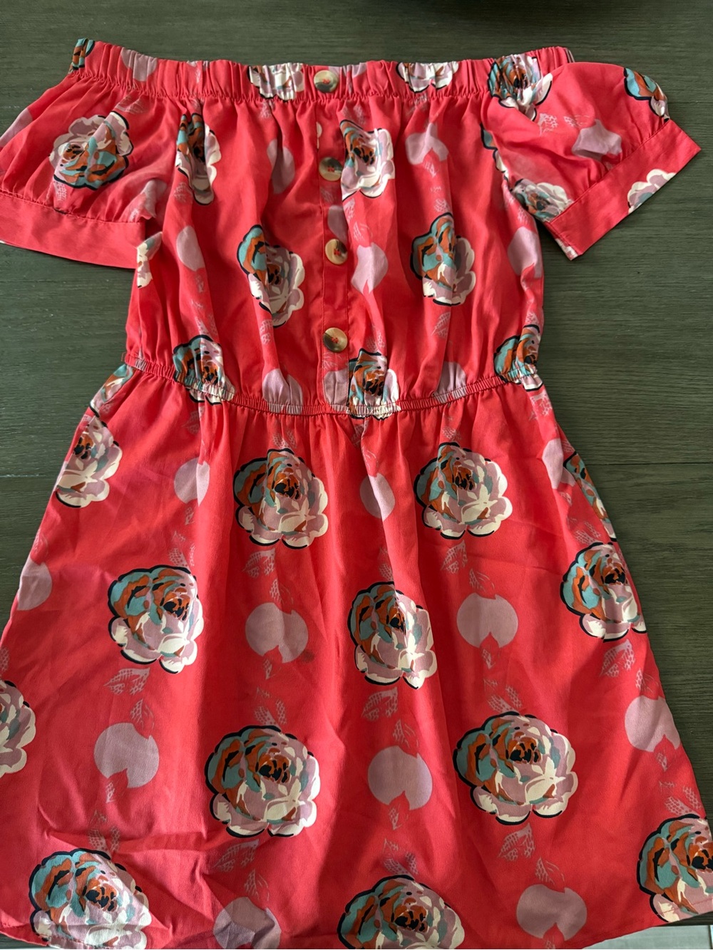 Blush Girls Off-Shoulder Floral Dress in Coral Pink size Medium